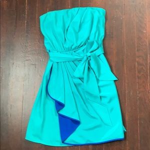 Teal Express Strapless Dress